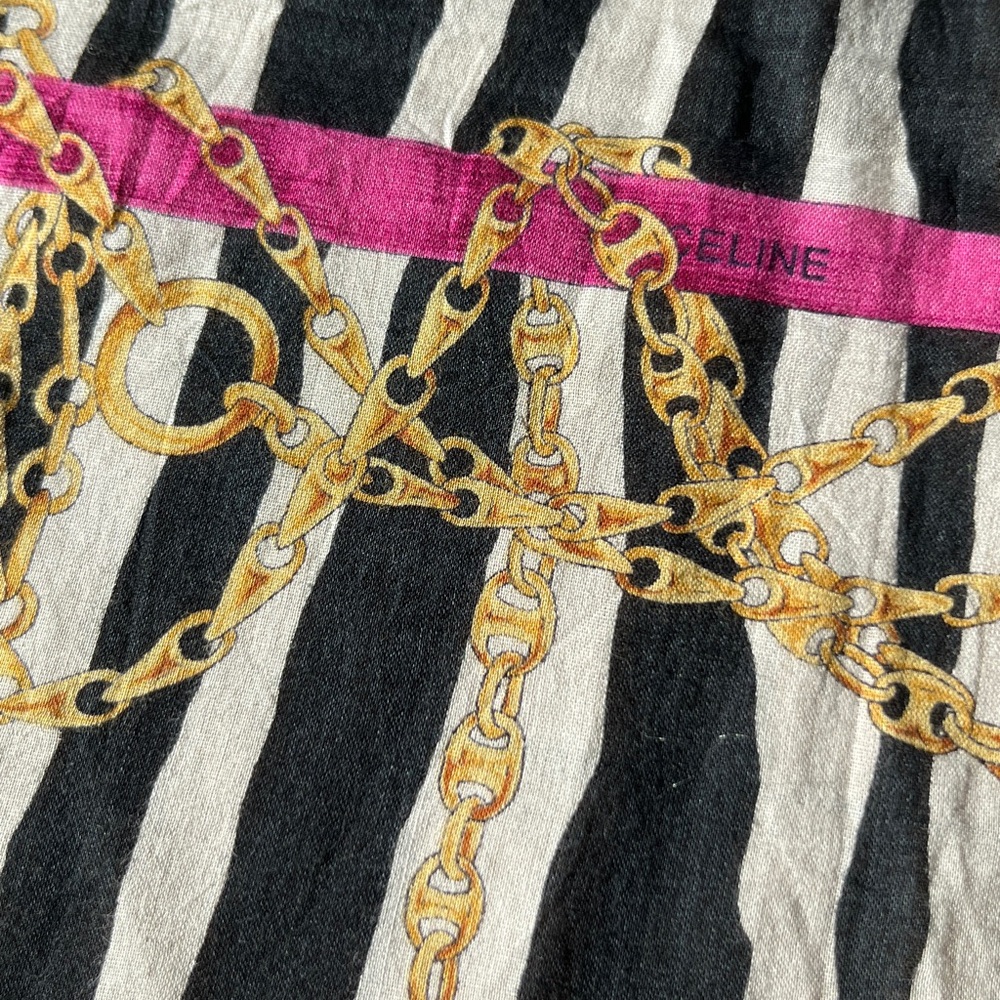 Celine Pink and Gold Chain Print Scarf - Picture 5 of 5